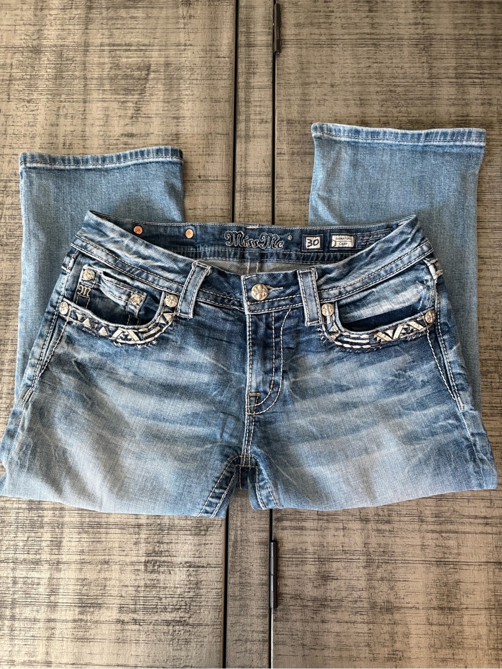 Miss Me Light Blue Embroidered Bootcut Jeans